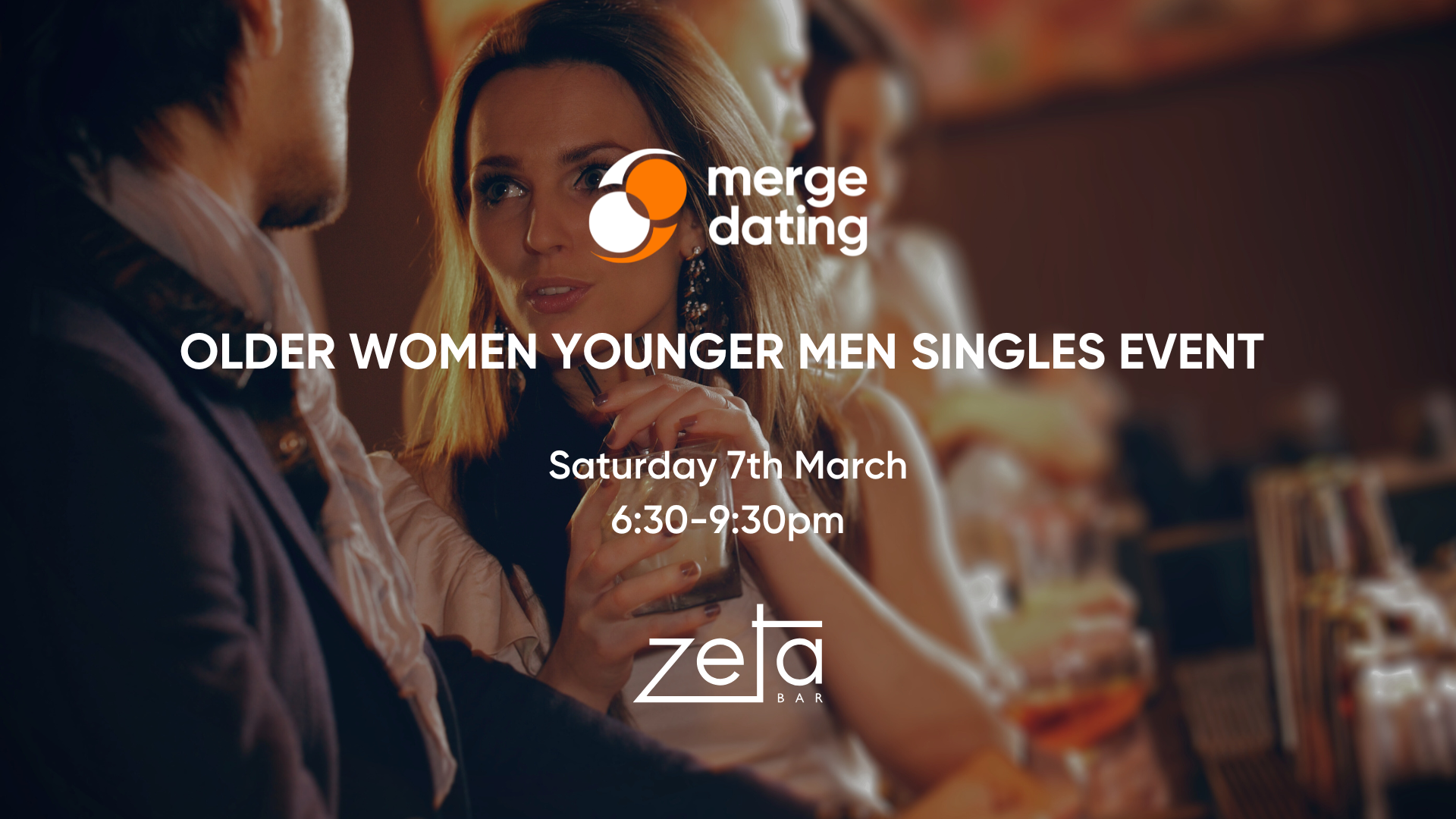 Older Women Younger Men Singles Event | Zeta Bar | Sat Mar 7 | Women over 40, Men under 40